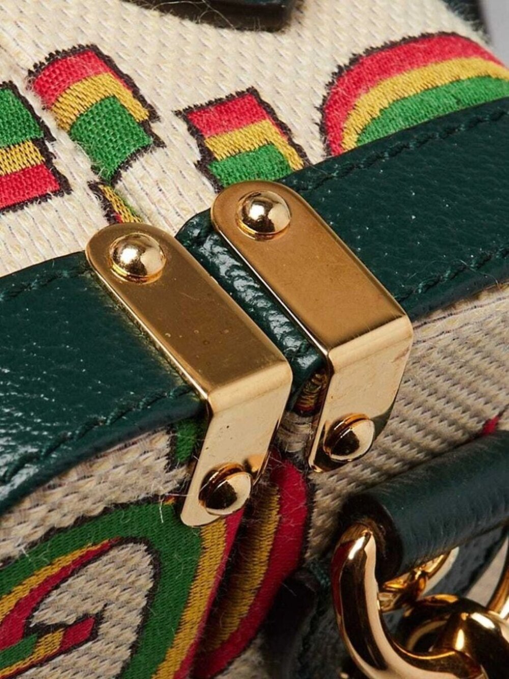 Gucci Green/Beige Canvas/Leather 100 Years Crossbody Box Bag - Picture 8 of 12